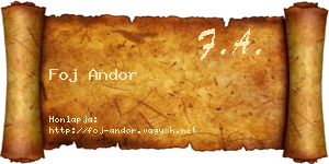 Foj Andor névjegykártya